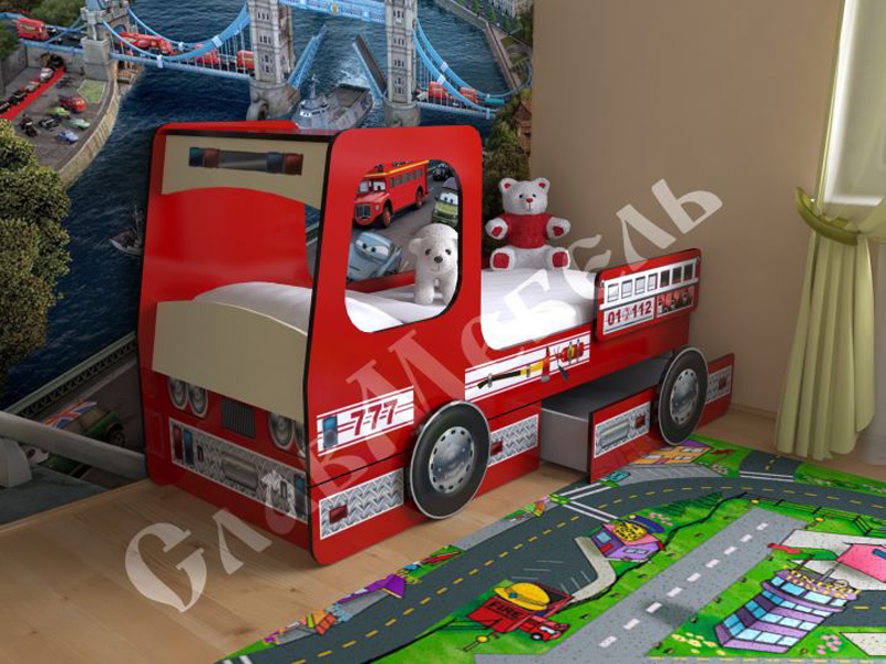 Детская кровать Пожарная машина